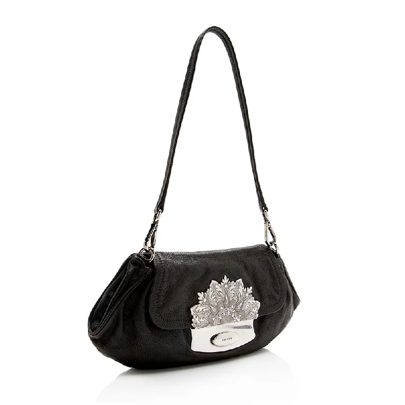 Prada Nappa Embellished Pushlock Shoulder Bag 18341