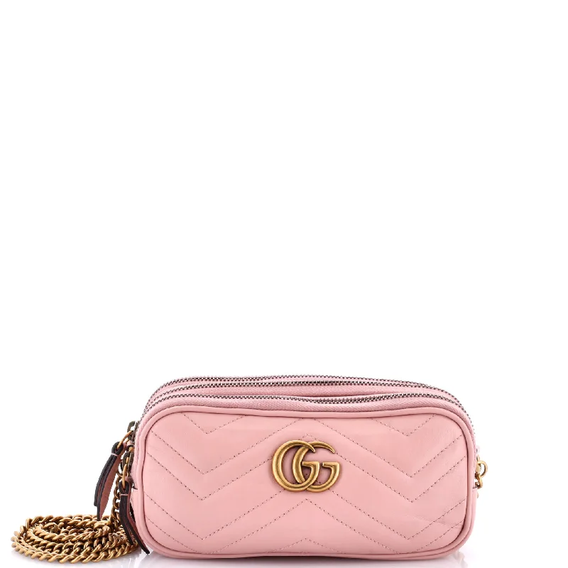 GG Marmont Triple Zip Chain Bag Matelasse Leather Mini