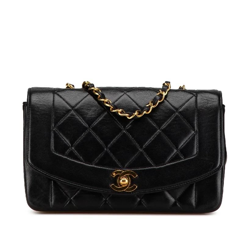 Black Chanel Medium Lambskin Diana Flap Crossbody Bag