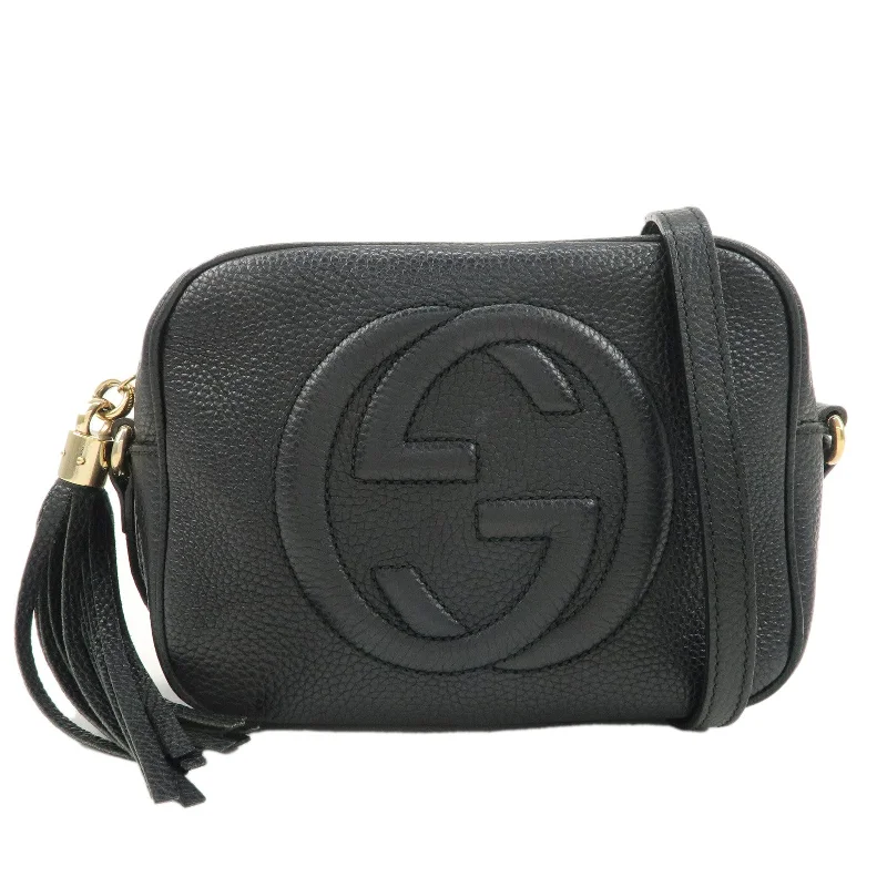 GUCCI SOHO Leather Small Disco Shoulder Bag Black 308364