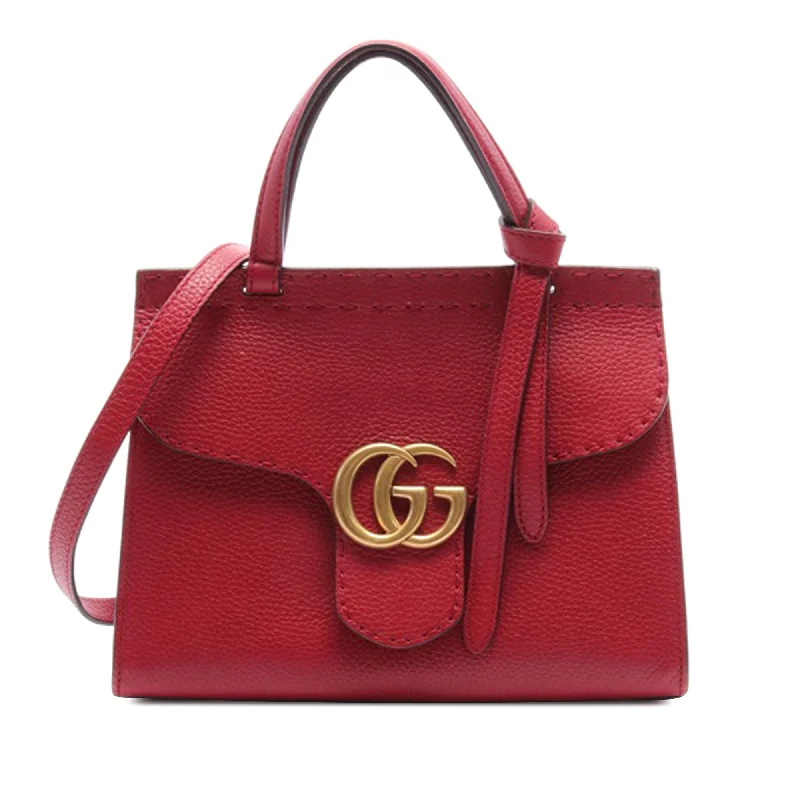 Red Gucci Small GG Marmont Top Handle Satchel