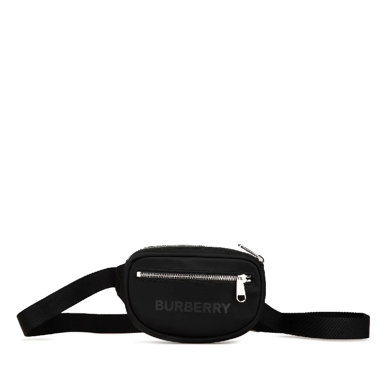 Black Burberry Nylon Belt Bag