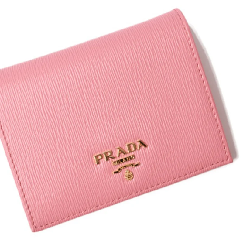 Prada wallet Prada fold 1MV204 VITELLO MOVE embossed leather GERANIO light pink