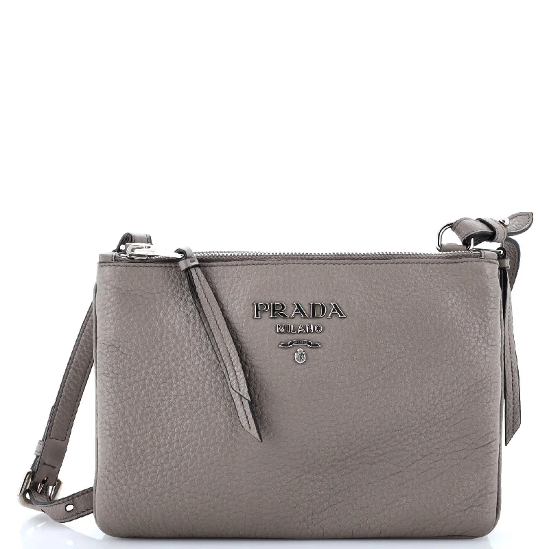 Double Zip Crossbody Bag Vitello Daino Small