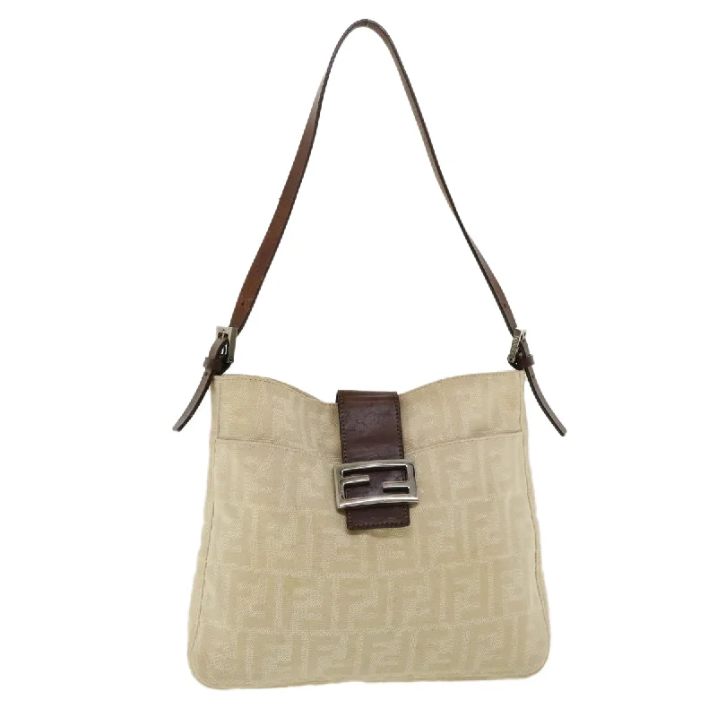 FENDI Mamma Baguette Zucca Canvas Shoulder Bag Beige  rd3993