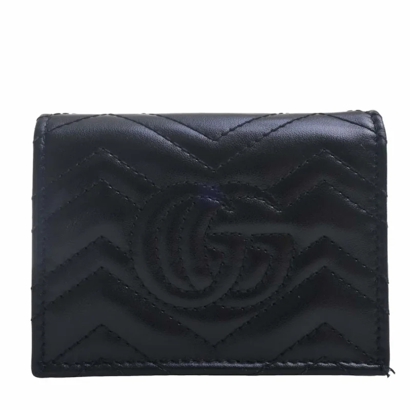 GUCCI GG Marmont Leather Bifold Wallet 443125 Black Women's