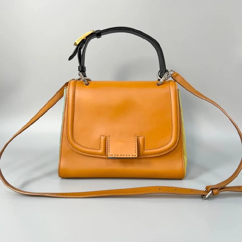 Fendi Orange Leather Handbag 27x28cm