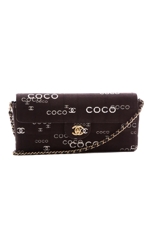 Vintage Coco Canvas Chocolate Bar Flap Bag