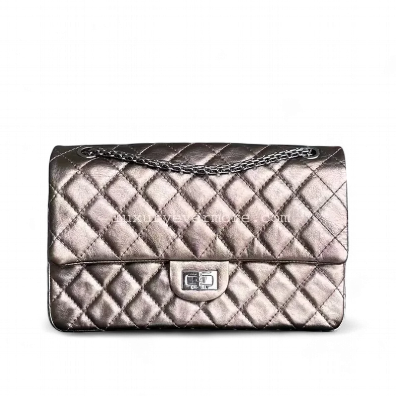 Chanel 2.55 Reissue 226 28CM Quilted Calfskin Metallic Bronze Silver Hardware Series 12