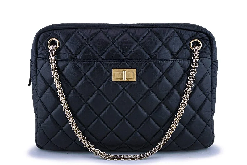 Chanel Black Aged Calfskin Classic Reissue Camera Case Bag GHW