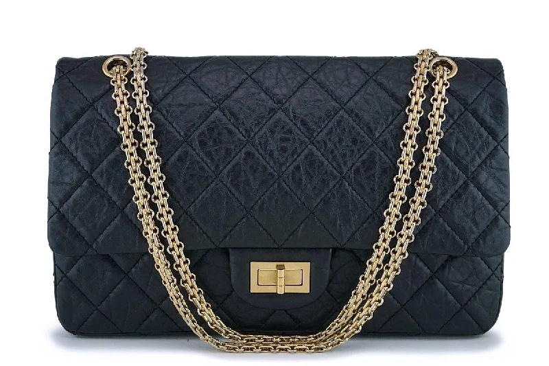 Chanel Black Aged Calfskin Reissue Large 227 2.55 Flap Bag GHW