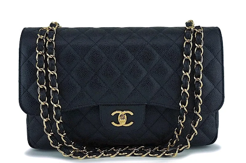 Chanel Black Caviar Classic Jumbo Double Flap Bag GHW