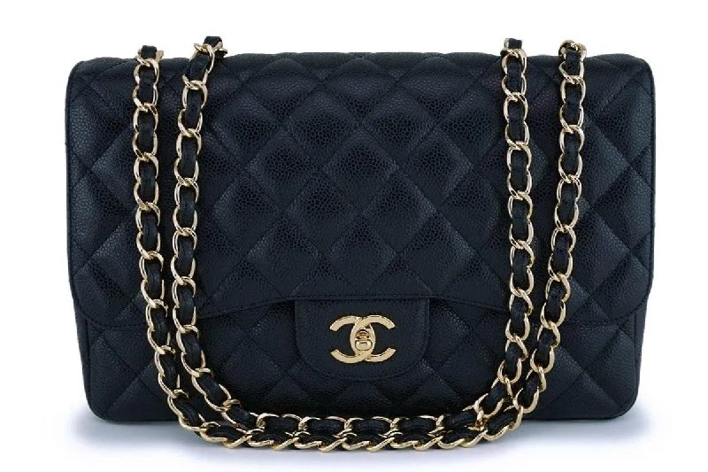 Chanel Black Caviar Classic Jumbo Flap Bag GHW