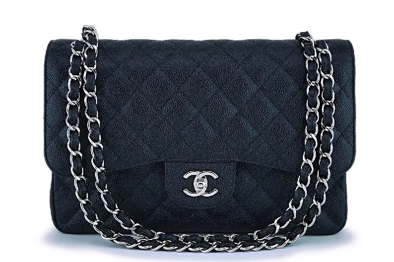 Chanel Black Caviar Jumbo Classic Double Flap Bag SHW