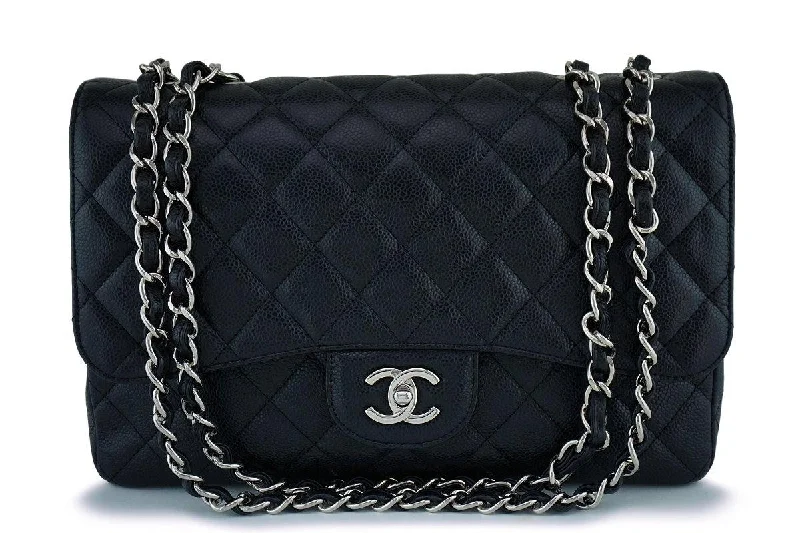 Chanel Black Caviar Jumbo Classic Flap Bag SHW