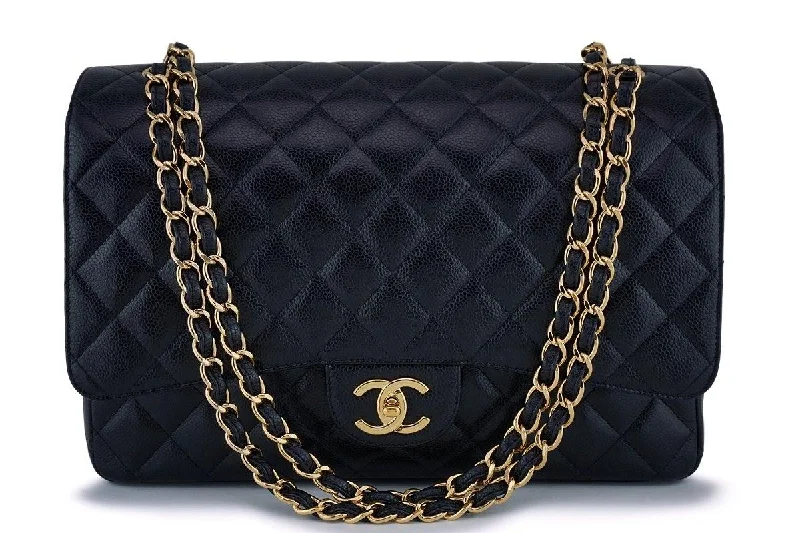 Chanel Black Caviar Maxi Classic Double Flap Bag GHW