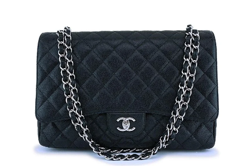 Chanel Black Caviar Maxi Classic Flap Bag SHW