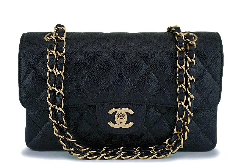 Chanel Black Caviar Small Classic Double Flap Bag 24k GHW