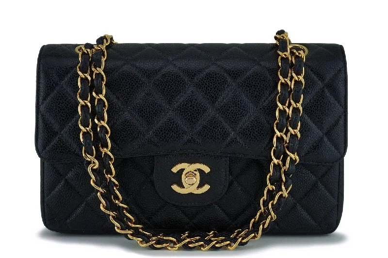 Chanel Black Caviar Small Classic Double Flap Bag 24k GHW