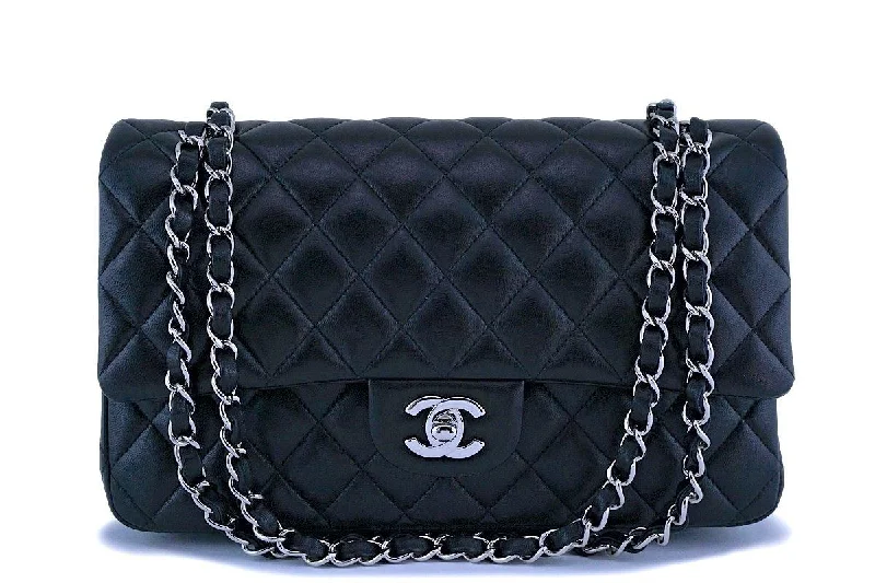 Chanel Black Lambskin Medium Classic Double Flap Bag SHW