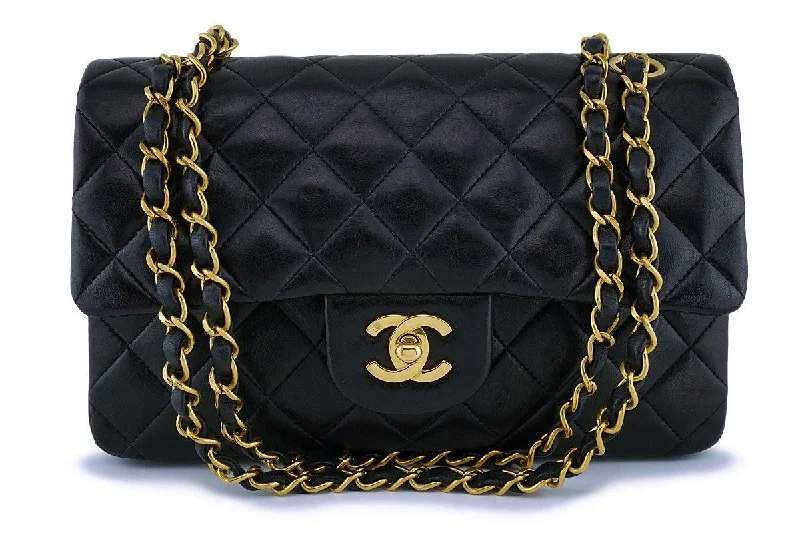 Chanel Black Lambskin Small Classic Double Flap Bag 24k GHW