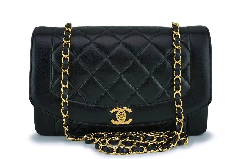 Chanel Black Lambskin Vintage Lambskin Diana Medium Classic Flap Bag 24k GHW