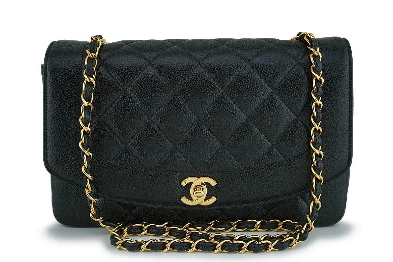 Chanel Black Vintage Caviar Medium Diana Classic Flap Bag 24k GHW