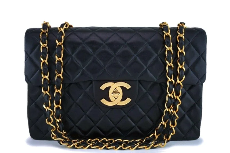 Chanel Black Vintage Lambskin Maxi "Jumbo XL" Classic Flap Bag 24k GHW