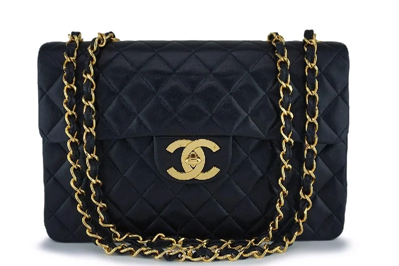 Chanel Black Vintage Lambskin Maxi "Jumbo XL" Classic Flap Bag 24k GHW