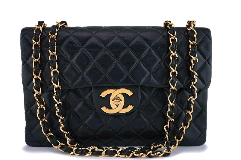 Chanel Black Vintage Lambskin Maxi "Jumbo XL" Classic Flap Bag 24k GHW