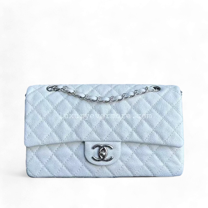 Chanel Classic Flap Medium - Caviar Calfskin White Silver Hardware Series 12