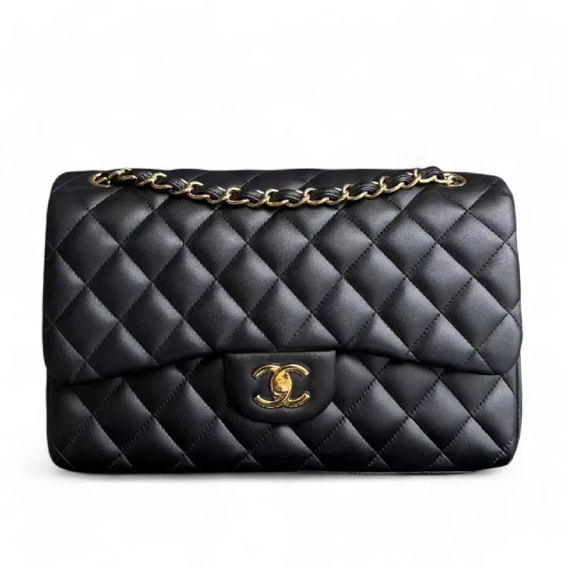 Chanel Classic Flap Jumbo - Double Flap 30CM Lambskin Quilted Black Gold Hardware