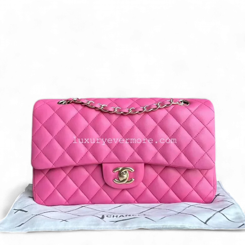 Chanel Classic Flap Medium - 25CM Lambskin Quilted Pink Golden Hardware Series 18