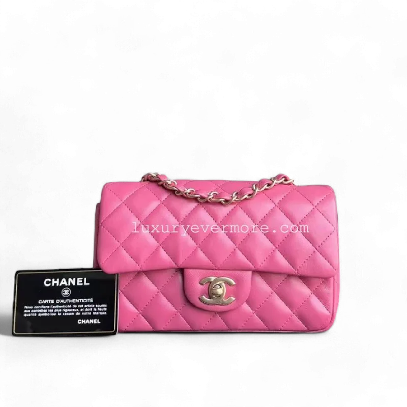 Chanel Classic Flap Mini - 20CM Rectangle Quilted Lambskin Barbe Pink Gold Hardware Series 18