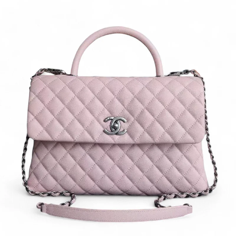 Chanel Coco Handle Large - Caviar Quilted Nude Pink Ruthenium Silver Hardware Series 23