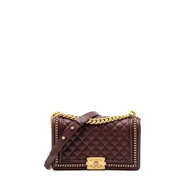 Chanel Medium Boy Bag Limited Edition Caviar Burgundy GHW(microchip)