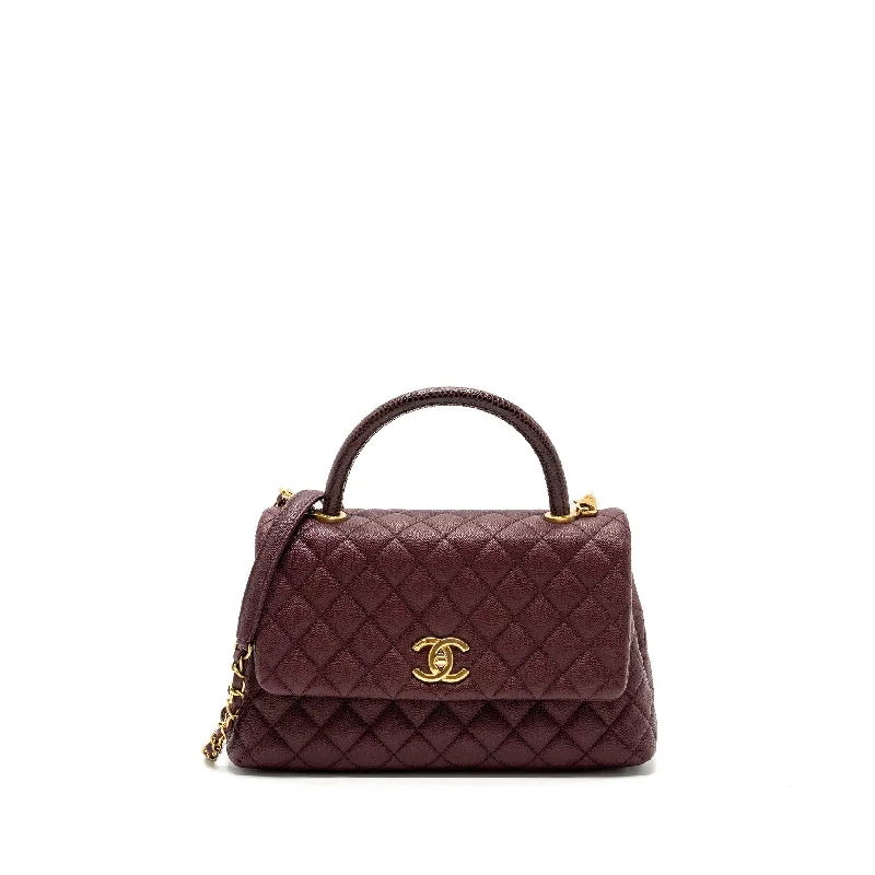 Chanel Medium Coco Handle With Lizard Handle Caviar Burgundy GHW