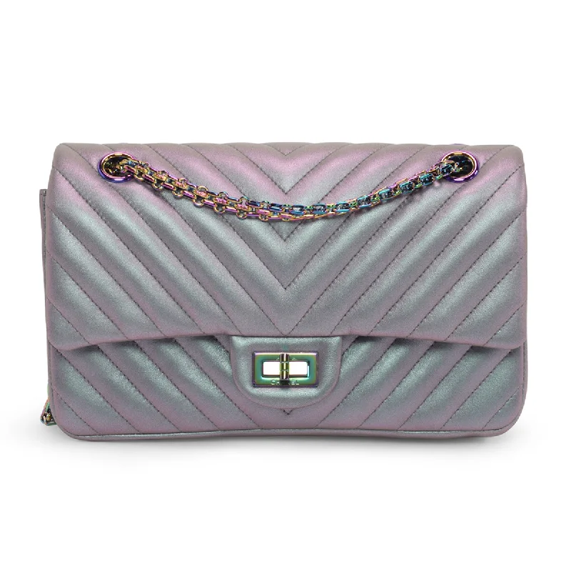 Chanel Purple Iridescent Chevron Reissue 2.55 Bag 225