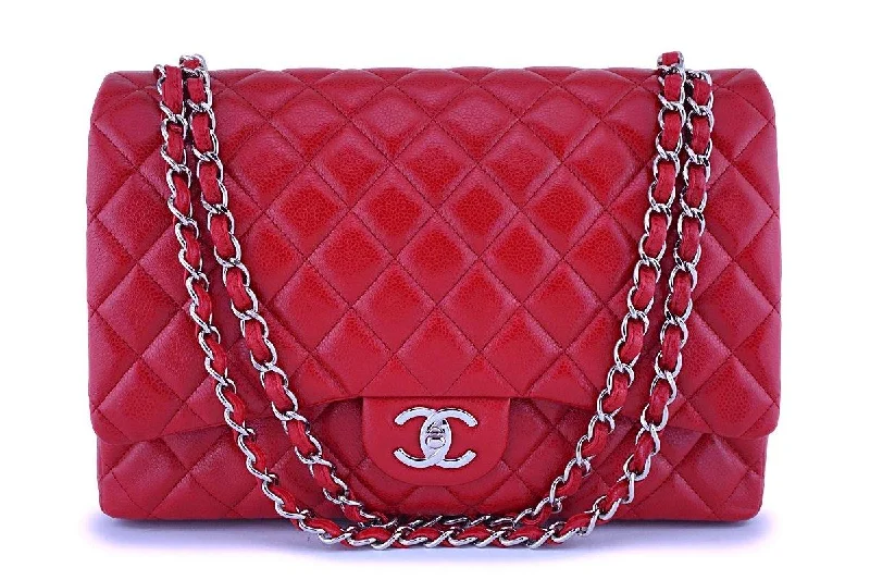 Chanel Red Caviar Maxi "Jumbo XL" Classic Double Flap Bag SHW