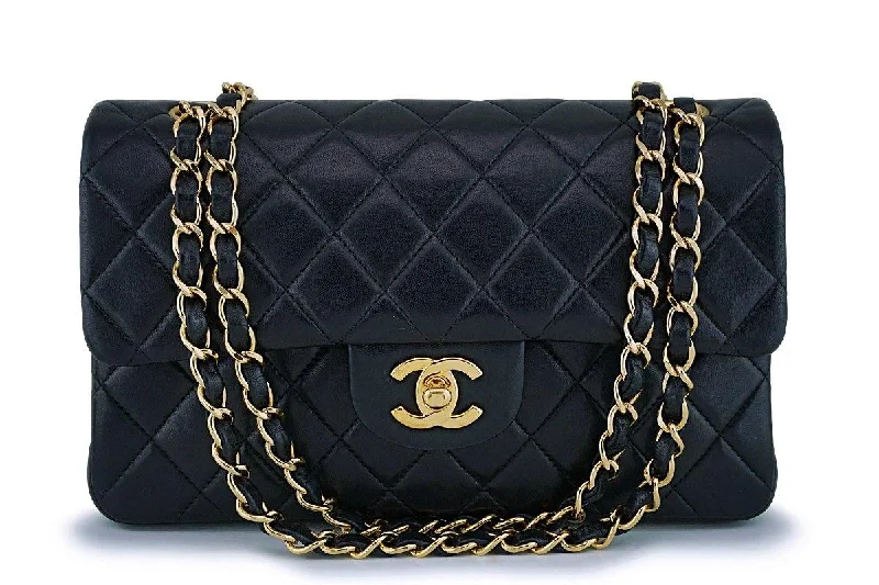 Chanel Small Black Lambskin Classic Double Flap Bag 24k GHW