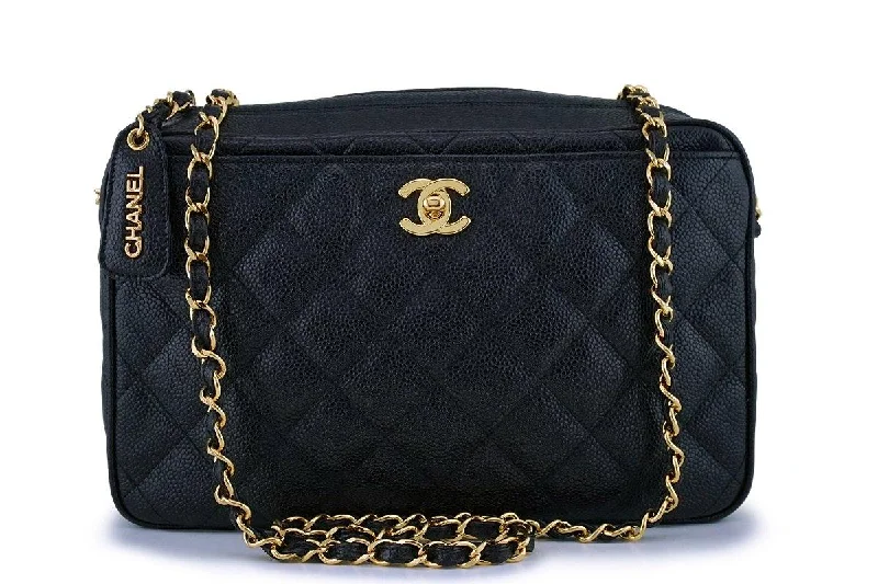 Chanel Vintage Black Caviar Camera Case Bag 24k GHW