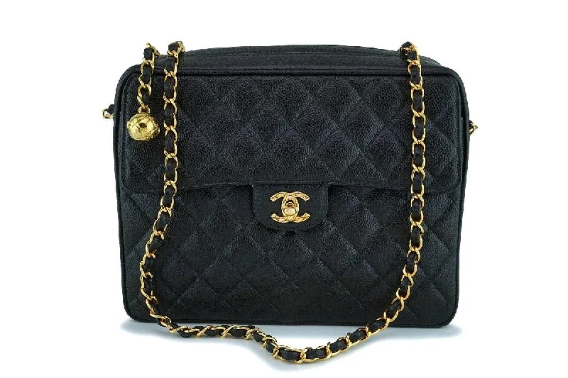 Chanel Vintage Black Caviar Classic Flap Camera Bag 24k GHW