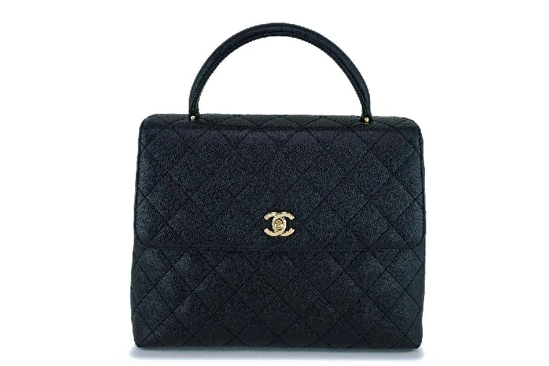 Chanel Vintage Black Caviar Classic Kelly Flap Bag 24k GHW