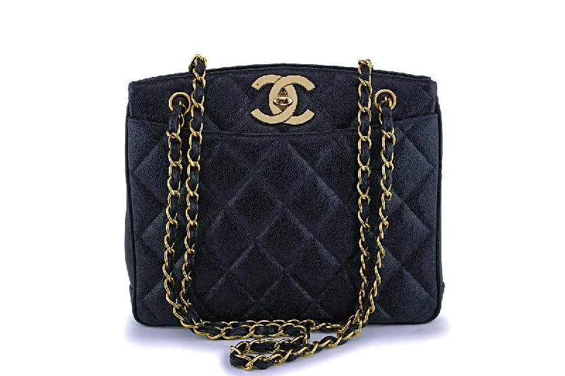 Chanel Vintage Black Caviar Classic Timeless Tote Bag 24k GHW