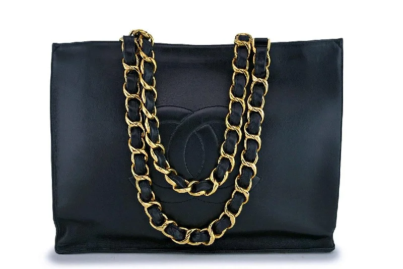 Chanel Vintage Black Chunky Chain Classic Tote Bag 24k GHW