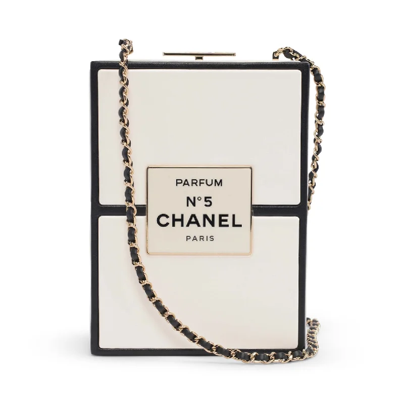 Chanel White Lambskin No. 5 Parfum Box Minaudiere