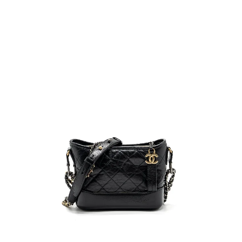 Chanel small Gabrielle hobo bag calfskin black multicolour Hardware