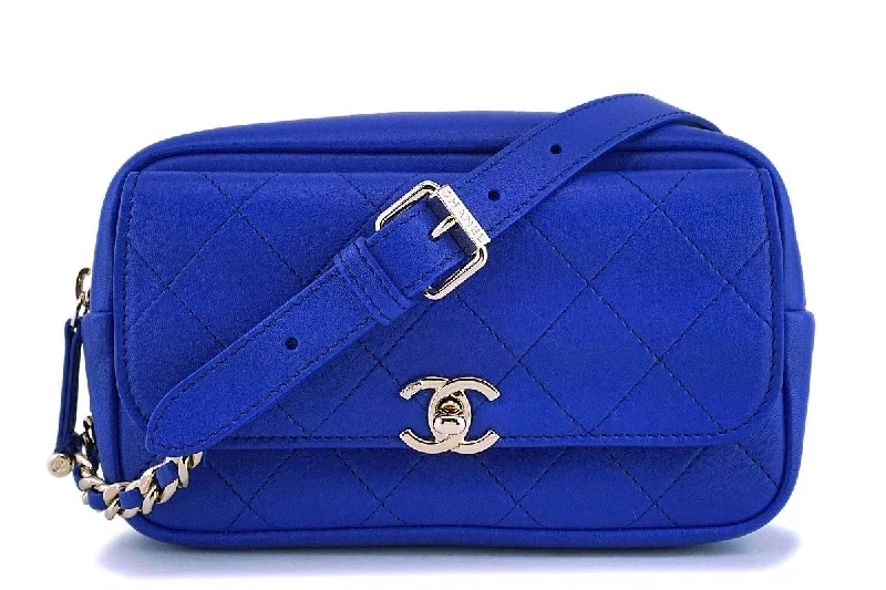 NIB 19C Chanel Electric Royal Blue Fanny Pack Waist Bum Belt Bag GHW