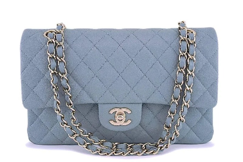 NIB 20C Chanel Gray Caviar Medium Classic Double Flap Bag Grey GHW