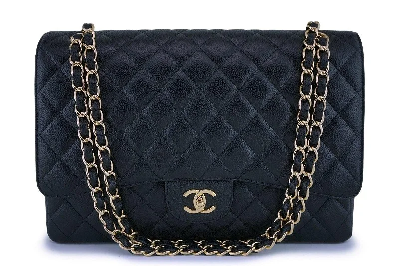 Pristine Chanel Black Caviar Maxi "Jumbo XL" Classic Flap Bag GHW